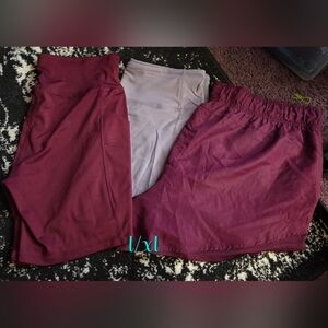3 Piece Maroon/purple Athletic Short Set - L/XL